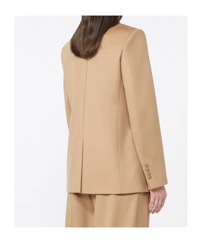 Max Mara Studio Folgore Single-breasted Blazer In Brown