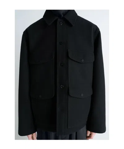 Lemaire Patch-pocket Buttoned Shirt Jacket In Black