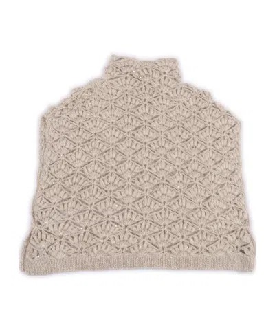Antonelli Intricate Openwork Sleeveless Knitted Top In Neutral