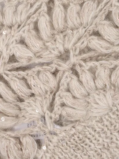 Antonelli Intricate Openwork Sleeveless Knitted Top In Neutral