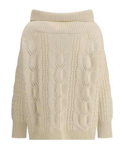 Ermanno Scervino Oversized Perforated Sweater In Neutral