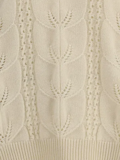 Ermanno Scervino Oversized Perforated Sweater In Neutral