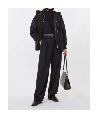 Max Mara Wool Broadcloth Sweatshirt In Blue