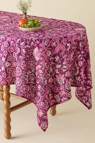 Urban Outfitters Printed Pattern Ruffle Edge Tablecloth In Ruby At  In Pink