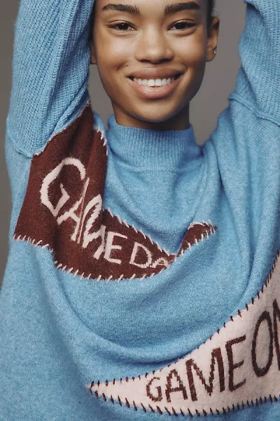 Sundry Game Day Mock-neck Sweater In Blue