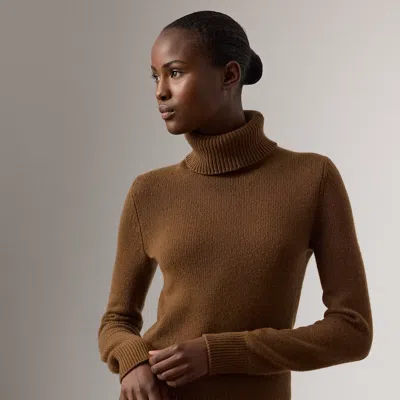 Ralph Lauren Cashmere Turtleneck Sweater With Ribbed Cuffs And Hem In Brown