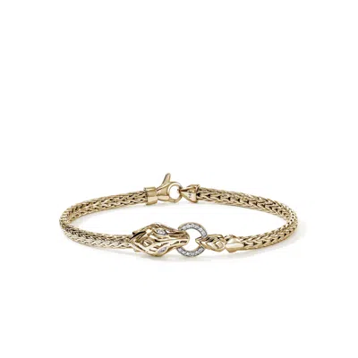 John Hardy Naga Bracelet Gold Diamonds 3.5mm In Gray