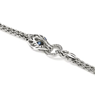 John Hardy Naga Bracelet Sterling Silver Diamonds Blue Sapphire 3.5mm