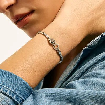 John Hardy Naga Bracelet Sterling Silver Diamonds Blue Sapphire 3.5mm