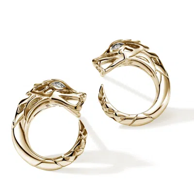 John Hardy 14k Yellow Gold Naga Diamond Dragon Circle Stud Earrings