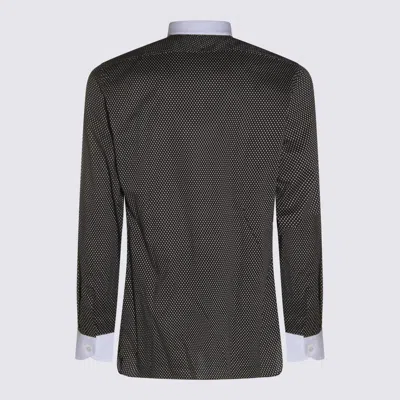 Tom Ford Cotton Shirt With Diamond Print And Contrast White Collar In Multi
