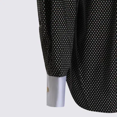 Tom Ford Cotton Shirt With Diamond Print And Contrast White Collar In Multi