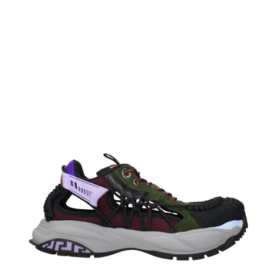 Versace Multicolor Leather Athletic Sneakers In Multi