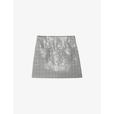 Zadig & Voltaire Womens Black Jamie Sequin-embellished High-rise Stretch-woven Mini Skirt In Multi