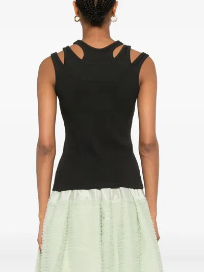 Viktor & Rolf Triple Strap Ribbed Vest In Black