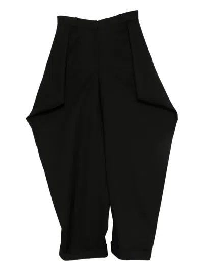 Viktor & Rolf Triangle Pleated Wool Trousers In Black