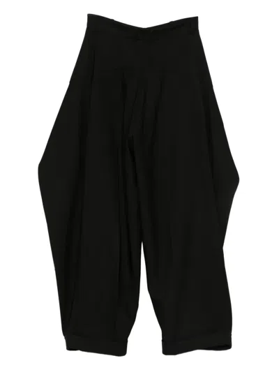 Viktor & Rolf Triangle Pleated Wool Trousers In Black