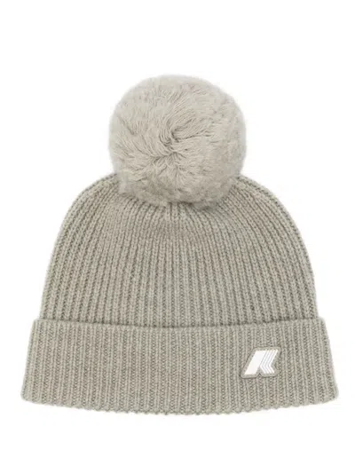 K-way Pom-pom Ribbed Beanie In Gray