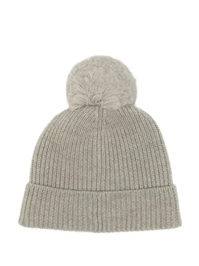 K-way Pom-pom Ribbed Beanie In Gray