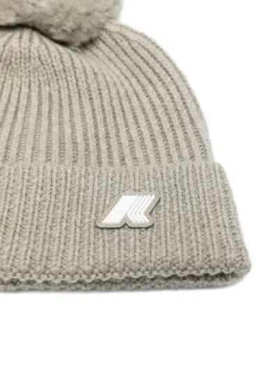 K-way Pom-pom Ribbed Beanie In Gray