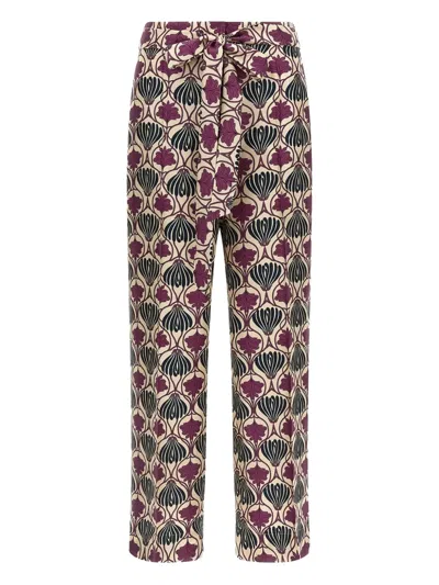 Max Mara Floral Bow Detail High Waist Trousers In Neutral