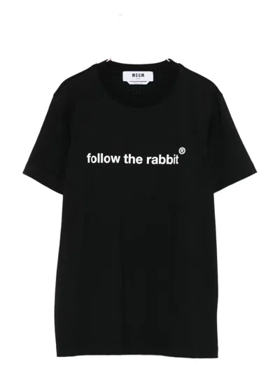 Msgm "follow The Rabbit" T-shirt In Black