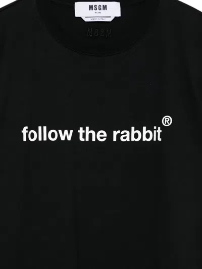 Msgm "follow The Rabbit" T-shirt In Black