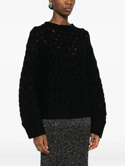 P.a.r.o.s.h Open-knit Sweater In Black