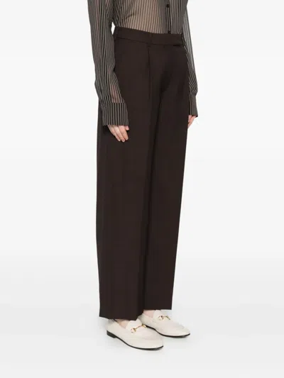 Low Classic Tailored Trousers With Pockets And Loops In Brown