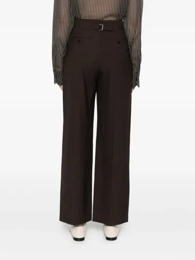 Low Classic Tailored Trousers With Pockets And Loops In Brown