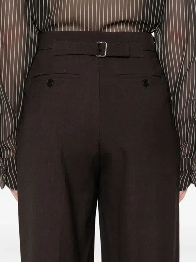 Low Classic Tailored Trousers With Pockets And Loops In Brown