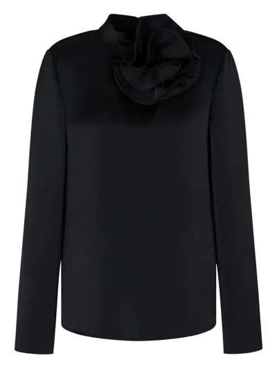 Emporio Armani Ruffled Neckline Sweater In Black