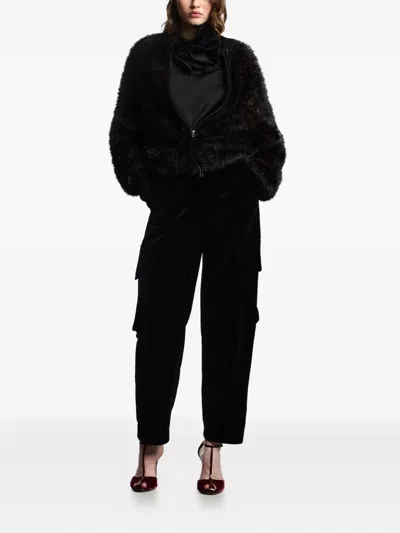 Emporio Armani Ruffled Neckline Sweater In Black