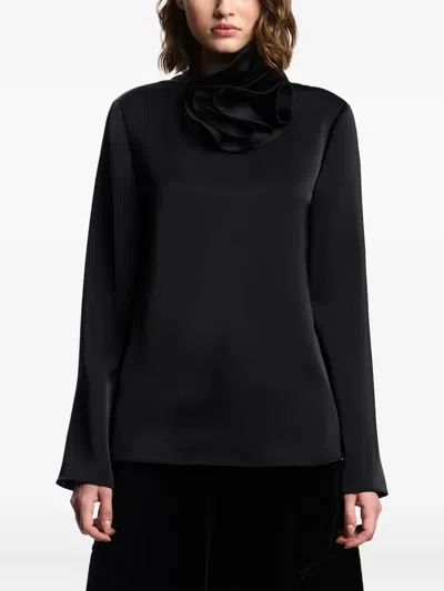 Emporio Armani Ruffled Neckline Sweater In Black