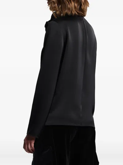 Emporio Armani Ruffled Neckline Sweater In Black