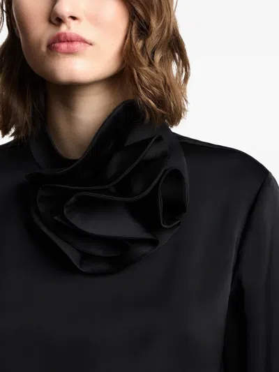 Emporio Armani Ruffled Neckline Sweater In Black