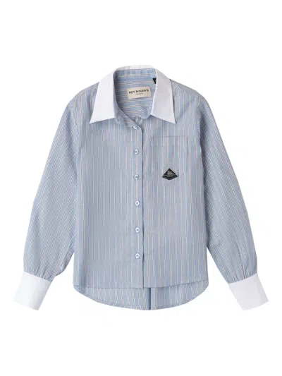 条纹对比领衬衫