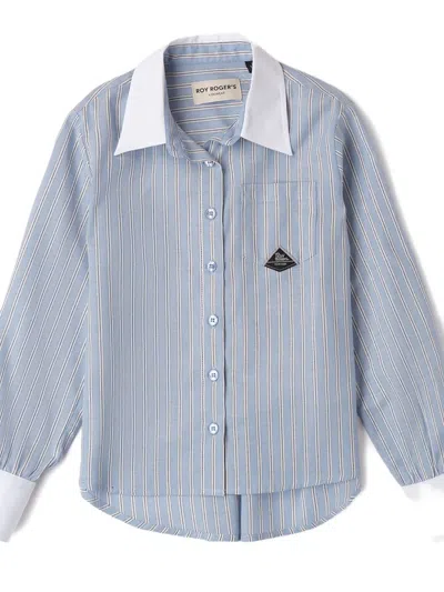 条纹对比领衬衫