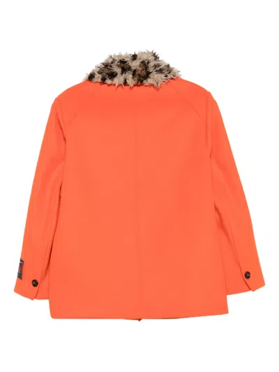Msgm Bright Orange Wool Blend Outerwear In Orange