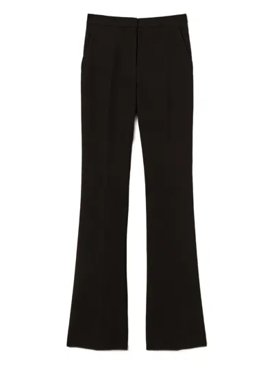 Twinset Tailored Black Trousers With Flared Hem In Black