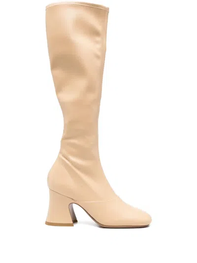 Chloé Chloe Women Cream Synthetic Leather Janis Boots In Nude