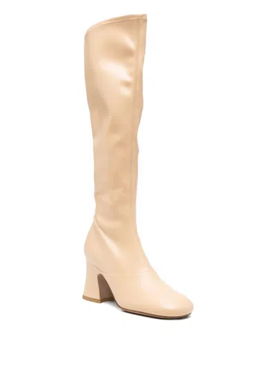 Chloé Chloe Women Cream Synthetic Leather Janis Boots In Nude
