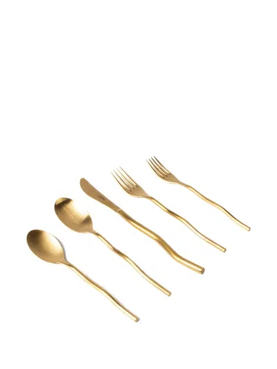 Misette Squiggle Matte Cutlery (set Of Five) In Gold