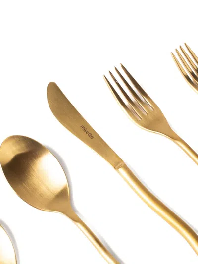 Misette Squiggle Matte Cutlery (set Of Five) In Gold