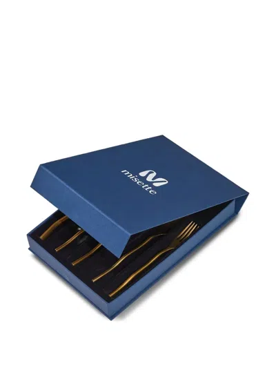 Misette Squiggle Matte Cutlery (set Of Five) In Gold
