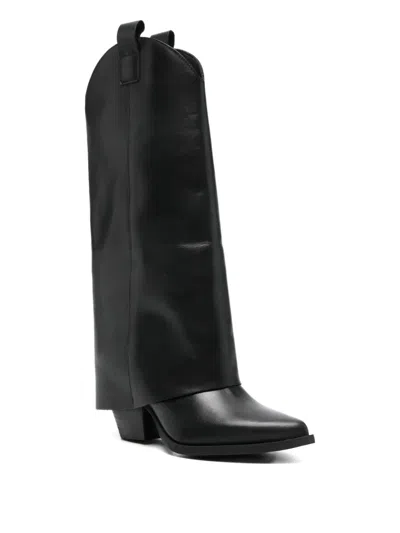 Gisel Moire Natasha Texan Boots In Black