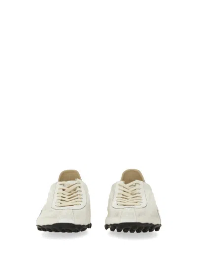 Maison Margiela White Low Top Sneakers With Logo Patch On The Tongue And Contrasting Heel In Neutral