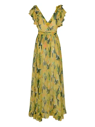 La Doublej Silk Penelope Maxi Dress In Yellow