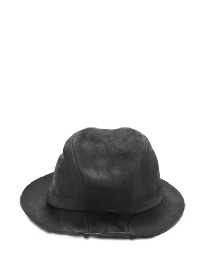 Layer Zero Suede Leather Hat In Black