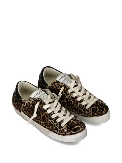 Philippe Model Stitched Leopard Print Low-top Sneakers Slip-on In Brown